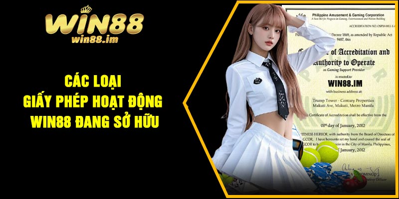 Các loại giấy phép hoạt động Win88 đang sở hữu